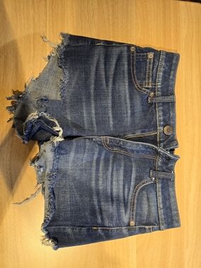 American Eagle Outfitters Distressed Dark Blue Denim Cutoff Shorts HI-rise SHORT